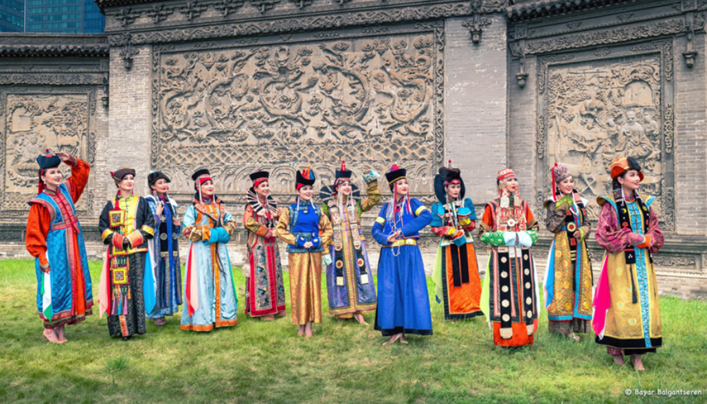 <i>Beautiful women in Mongolian traditional costumes during the Naadam festival</i>